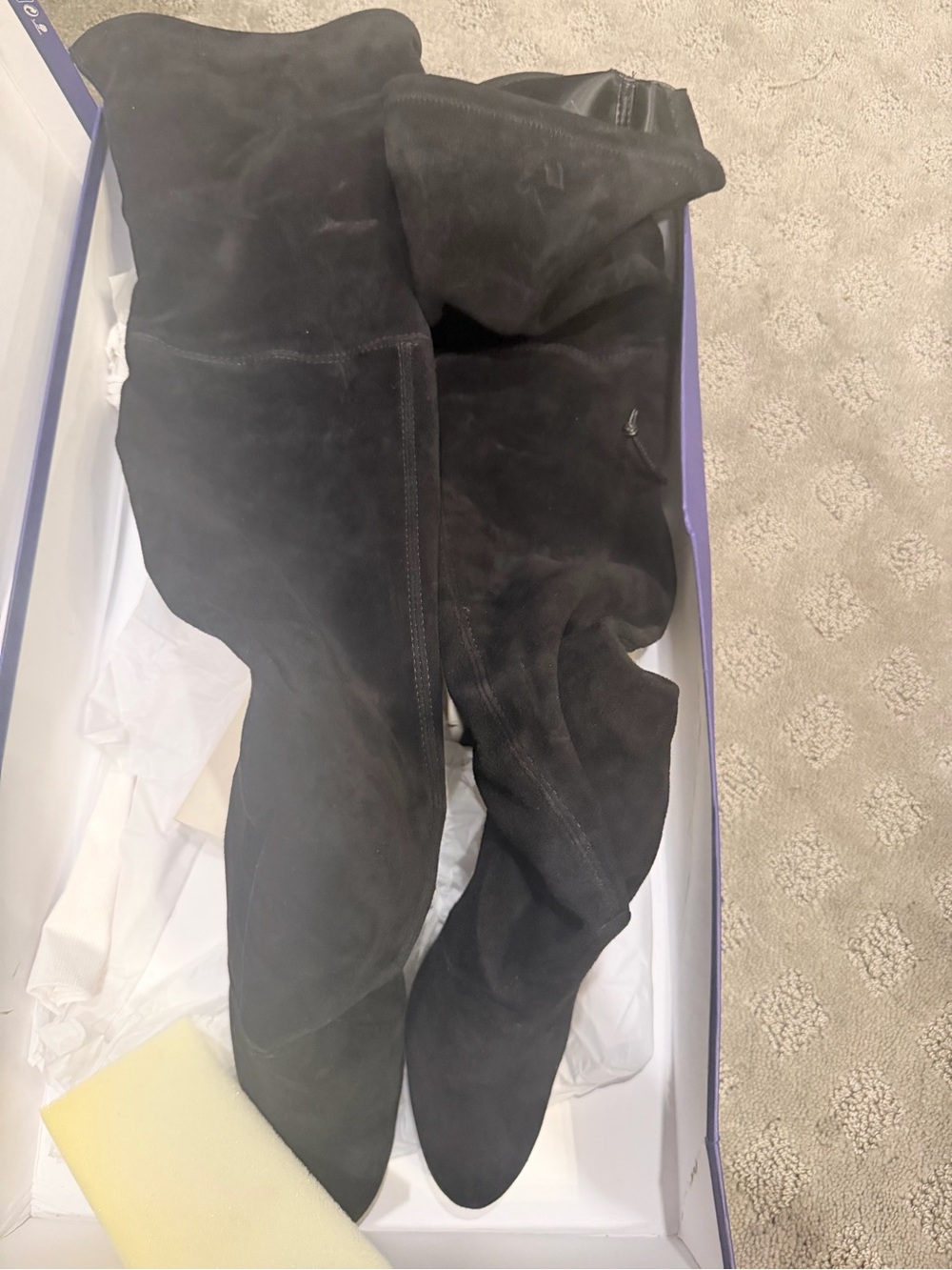 Stuart Weitzman Black Suede Over-the-Knee Boots